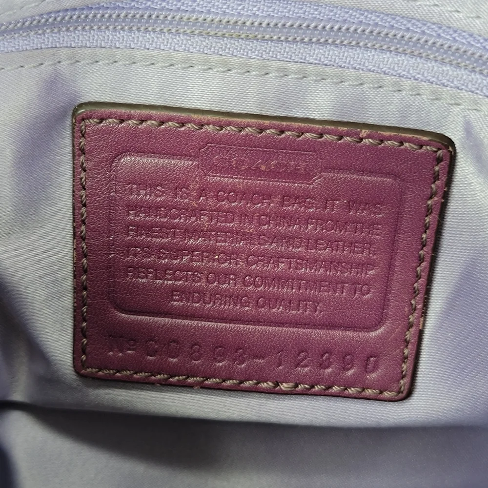 Coach Signature Canvas and Leather Shoulder Bag - Brown‎ and Purple